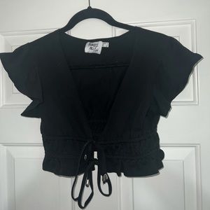 Princess Polly Black Double Tie Top